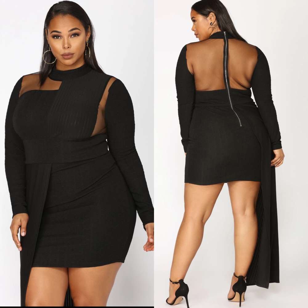 FashionNova asymmetrical Black dress 3x